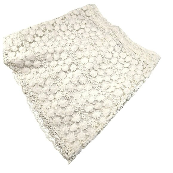 White Lace Mini Skirt By H&M Divided Size 2 Floral Crochet Womens JJ3935 - Picture 7 of 8